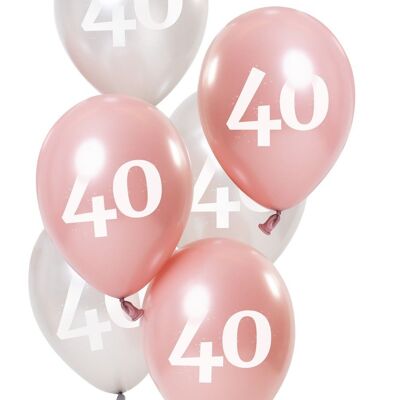 Ballonnen Glossy Pink 40 Jaar 23cm - 6 stuks