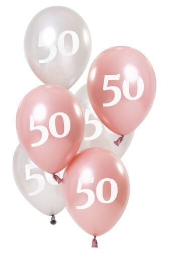 Ballons Rose Brillant 50 Ans 23cm - 6 pièces 1
