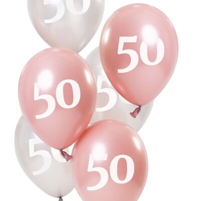 Ballonnen Glossy Pink 50 Jaar 23cm - 6 stuks