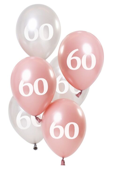 Ballonnen Glossy Pink 60 Jaar 23cm - 6 stuks