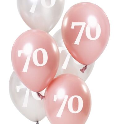 Ballonnen Glossy Pink 70 Jaar 23cm - 6 stuks