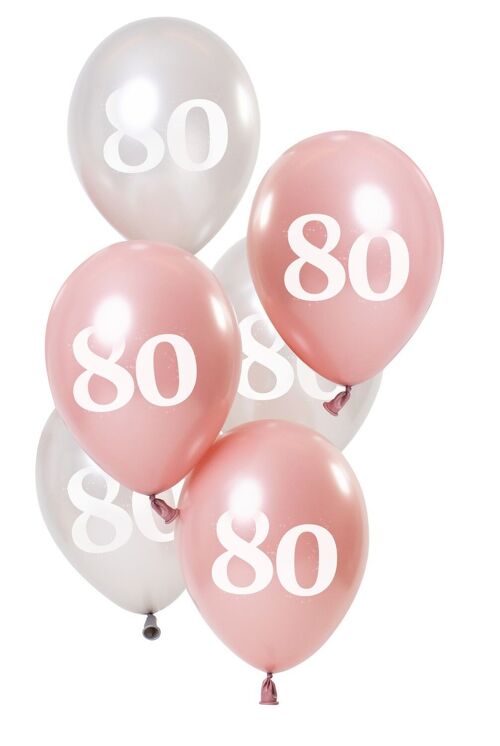 Ballonnen Glossy Pink 80 Jaar 23cm - 6 stuks