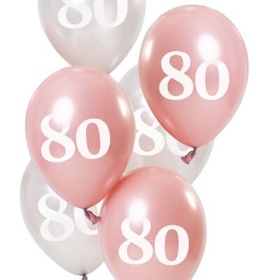 Balloons Glossy Pink 80 Years 23cm - 6 pieces