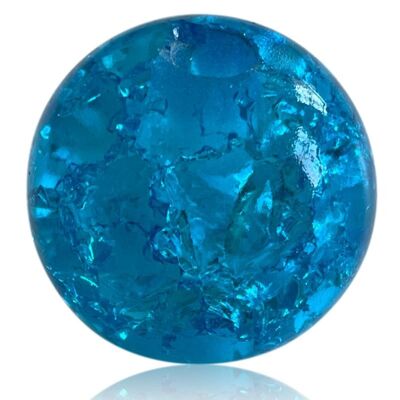 Perle de verre cassé bleu 6 cm