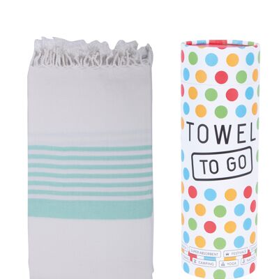 Towel to Go Madagaskar Hamamtuch Weiß/Mint, mit Recycelter Geschenkbox
