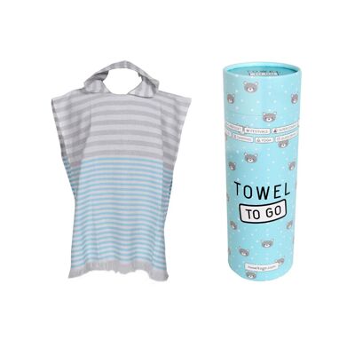 Towel to Go Poncho Kids Playa Blau, mit Recycelter Geschenkbox