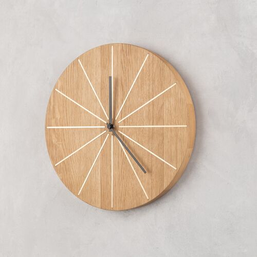 Wooden wall clock with brass SUNNY