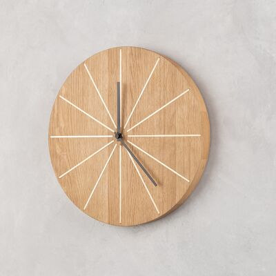 Wooden wall clock with brass SUNNY