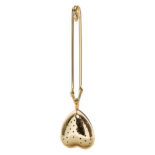 Tea tongs, tea filter, tea egg "heart" gold