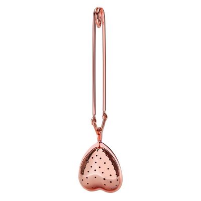 Tea tongs, tea filter, tea egg "Heart" rose gold