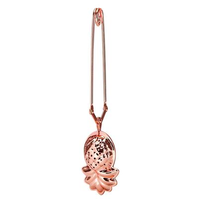 Tea tongs, tea filter, tea infuser "pineapple" rose gold