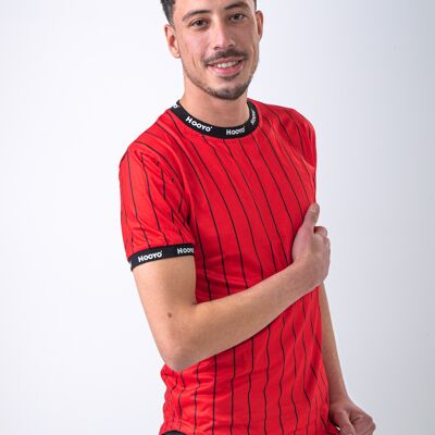 Camiseta Hooyo para hombre con SJ paris estampado en las mangas Roja. - Rojo