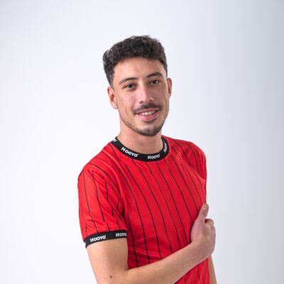 Camiseta Hooyo para hombre con SJ paris estampado en las mangas Roja. - Rojo