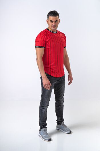 T-shirt Hooyo pour homme avec imprimé SJ paris sur les manches Rouge. - Rouge 3