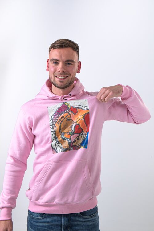 Hoody Man with HEAD Front Print MAMA AFRICA comes in Pink. - Pink 1 L