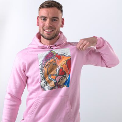 Hoody Man mit HEAD Front Print MAMA AFRICA kommt in Pink. - Rosa 4XL