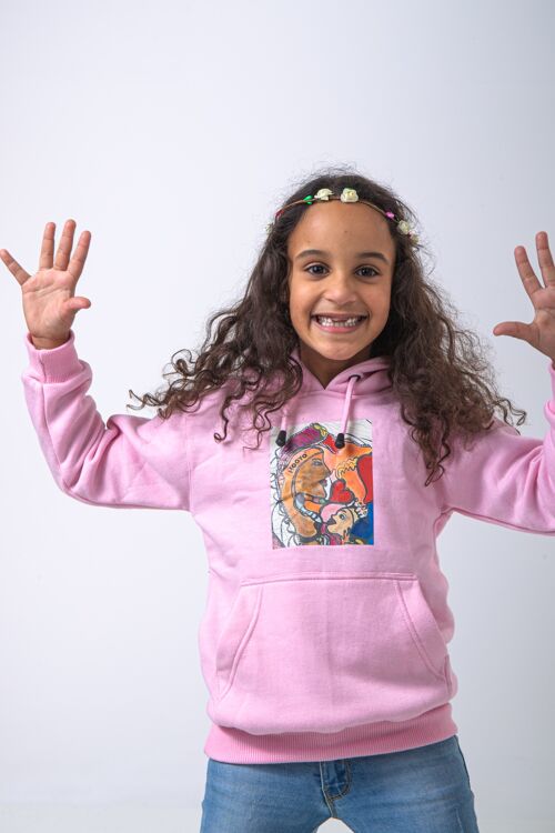 Hoody Kids with HEAD Front Print MAMA AFRICA comes in Pink. - Pink
