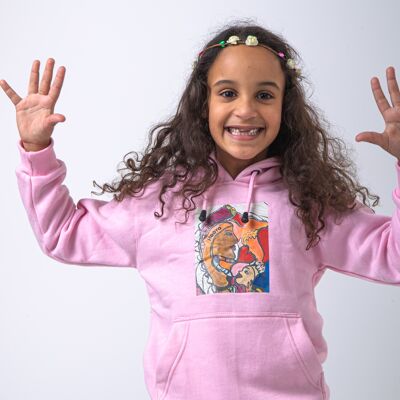 Hoody Kids with HEAD Front Print MAMA AFRICA comes in Pink. - Pink