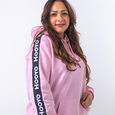Hoody Woman with Sleeves Stripe comes in Pink. - Pink