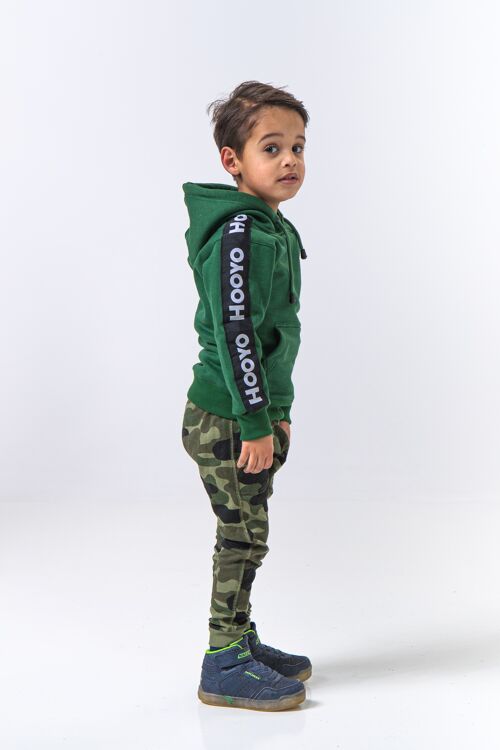 Hoody Kids with Sleeves Stripe comes in Olive Green. - Olive green
