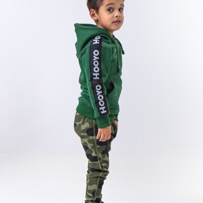 Hoody Kids with Sleeves Stripe comes in Olive Green. - Olive green