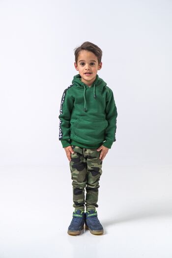 Hoody Kids with Sleeves Stripe est disponible en vert olive. - Olive verte 3