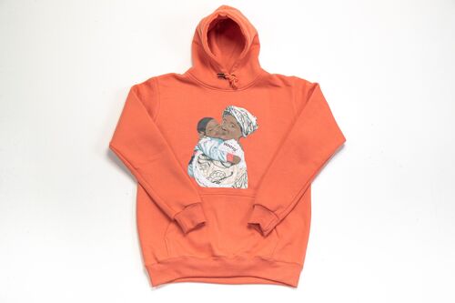 Hoody Woman with HEAD Front Print MAMA AFRICA comes in Salmon. - Salmon