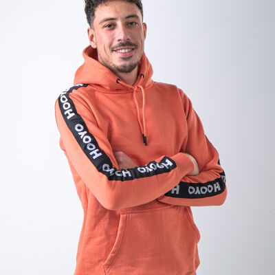 Hoody Man con maniche a righe è disponibile in salmone. - Salmone