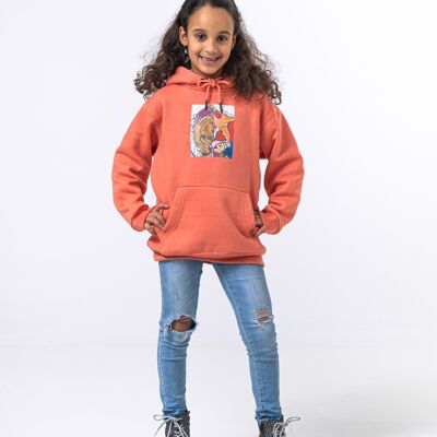 Hoody Kids with HEAD Front Print MAMA AFRICA comes in Salmon - Salmon