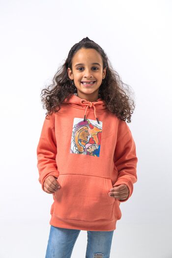 Sweat à capuche Enfant avec HEAD Front Print MAMA AFRICA existe en Saumon - Saumon 5