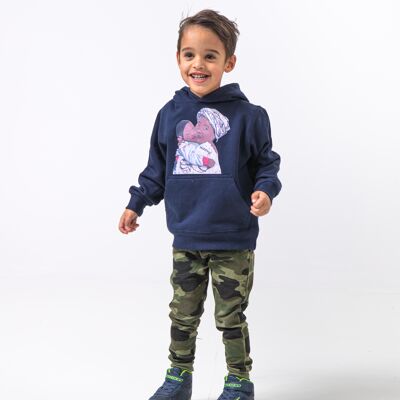 Sudadera con capucha con estampado frontal HEAD MAMA AFRICA viene en azul oscuro