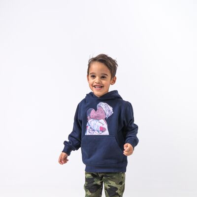 Hoody with HEAD Front Print MAMA AFRICA comes in Dark blue
