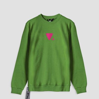 SWEATSHIRT MIT V-RUNDHALSAUSSCHNITT - GRASGRÜN