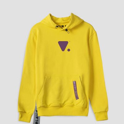 UNISEX SWEATSHIRT WITH HOOD AND MINI LOGO V. - SOLAR YELLOW