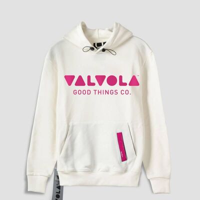 SUDADERA UNISEX CON CAPUCHA ESCRITO VÁLVULA - BLANCO