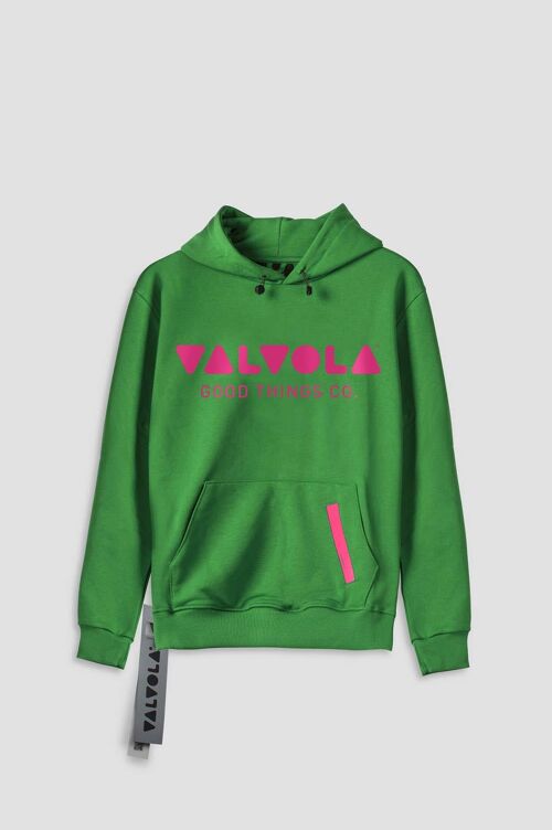 FELPA UNISEX CON CAPPUCCIO SCRITTA VALVOLA - GRASS GREEN