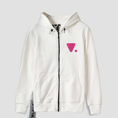 SUDADERA CAPUCHA CREMALLERA UNISEX - BLANCO