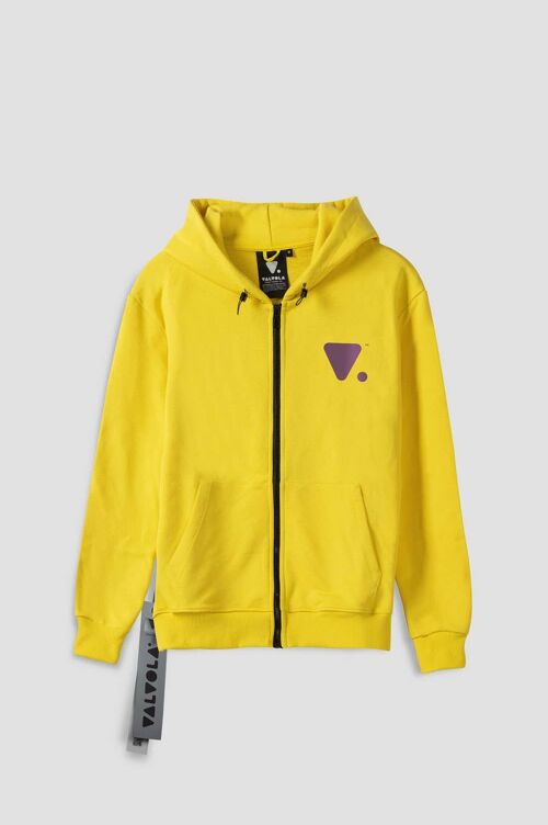 FELPA UNISEX FULL ZIP CON CAPPUCCIO - SOLAR YELLOW