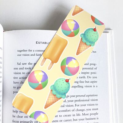 Ice Cream and Beach ball, Summer Bookmark, Cute Stationery