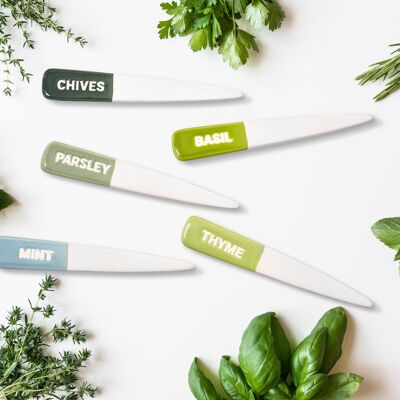 Gift for gardeners: 5 Ceramic Herb Markers for Herb Gardens