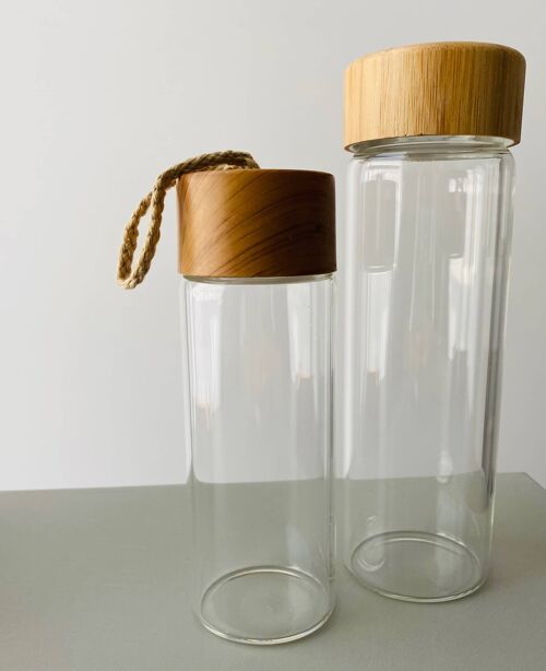 250/500 ml drinking water bottle with bamboo lid - 500ml