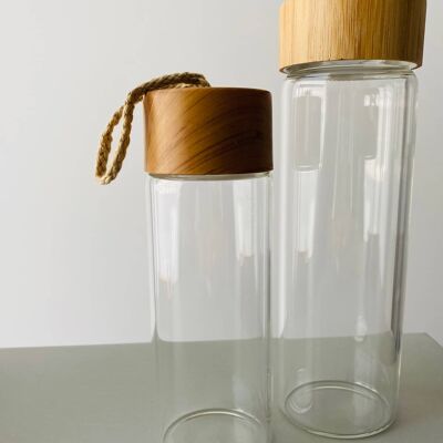 Botella de agua potable de 250/500 ml con tapa de bambú - 500ml