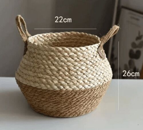 Handmade Bamboo Storage Basket - Medium Sized Natural Basket - 22 x 26 cm