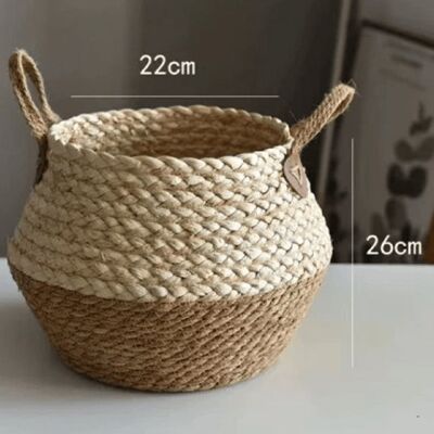 Handmade Bamboo Storage Basket - Medium Sized Natural Basket - 22 x 26 cm