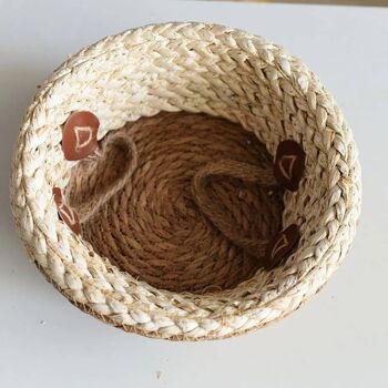 Panier de rangement en bambou fait à la main - Panier naturel de taille moyenne - 22 x 26 cm 3