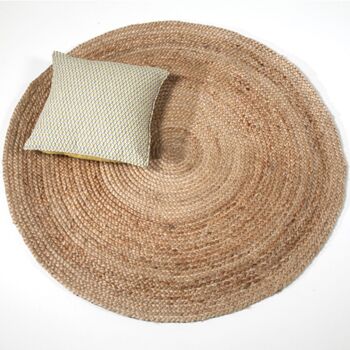 Tapis rond en jute naturel tissé main 120 cm - Moka 1