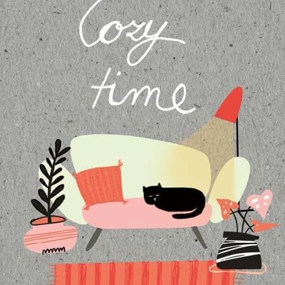 Postkarte Serie Graycode _ Cozy time/Katze