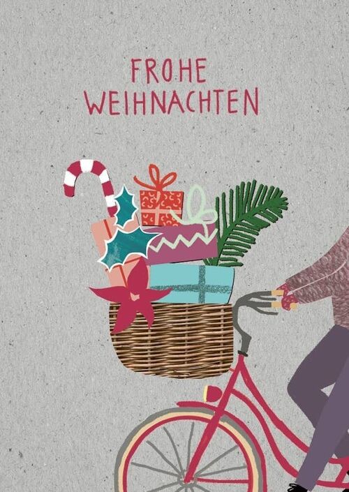 Postkarte Serie Graycode _ Frohe Weihnachten/Fahrrad