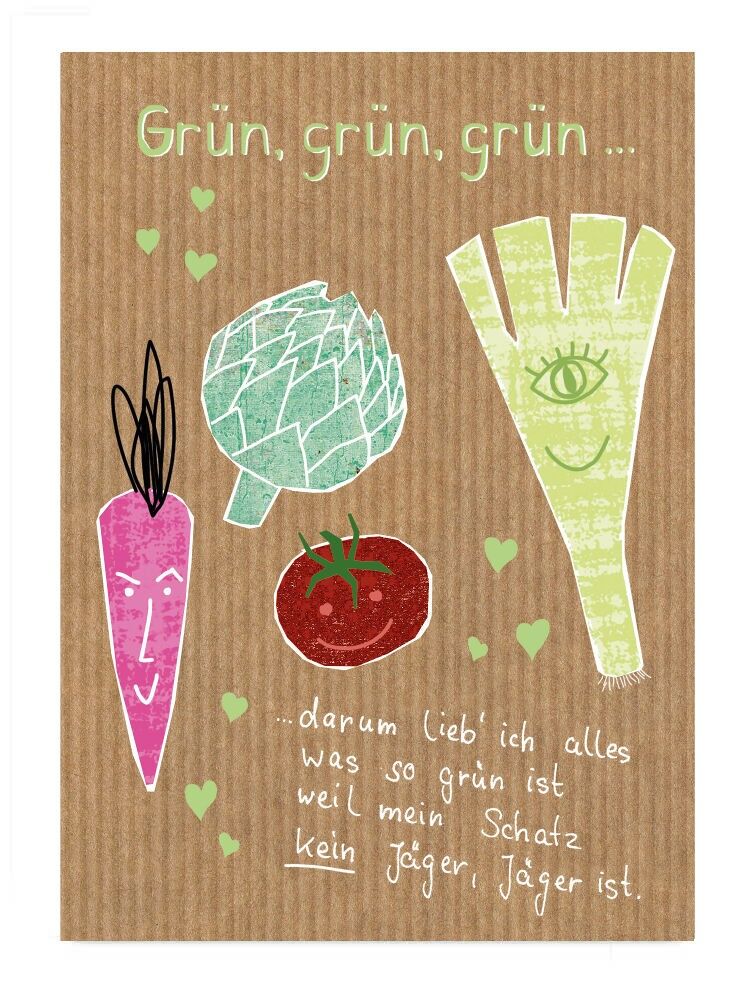 Postkarte Grün, grün, grün