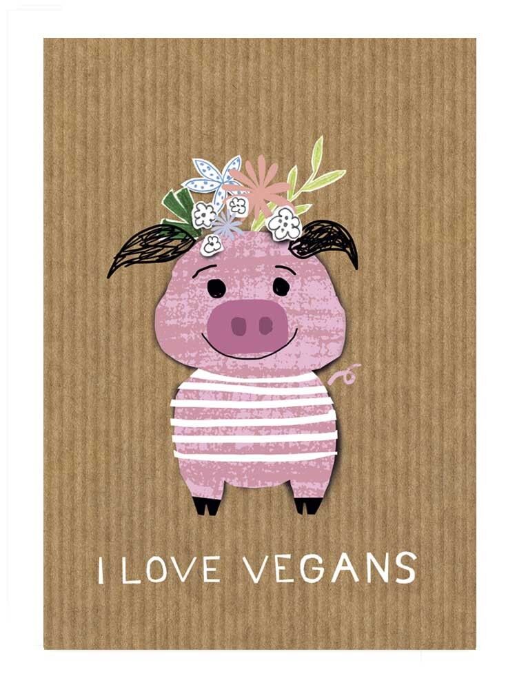 Carte postale J'aime les végétaliens